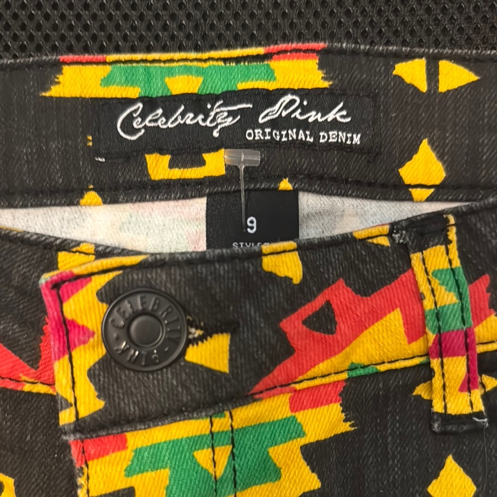 Celebrity Pink Black Aztec Print Jean Shorts - Picture 2 of 3